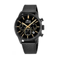 Lotus herrklocka 42 mm – svart kronograf med mesharmband