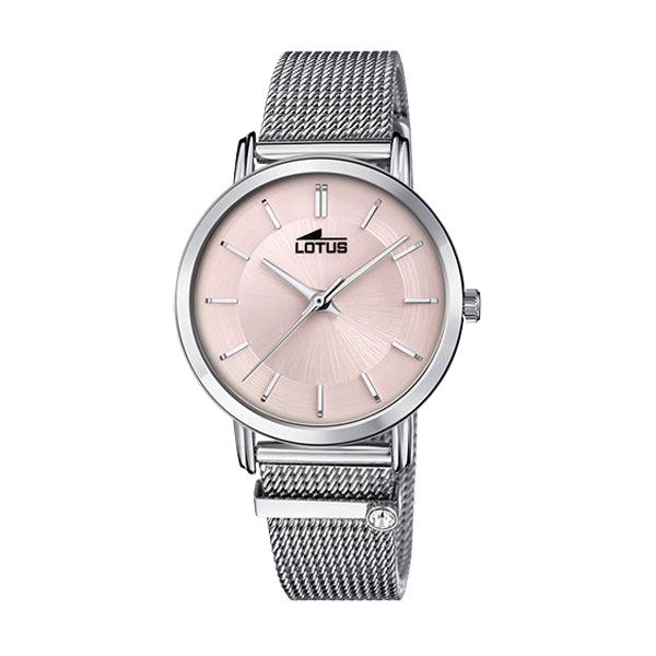 Lotus damklocka 33 mm – rosa urtavla & mesharmband