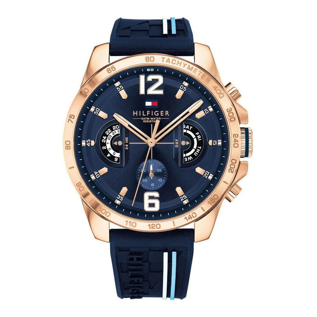 Tommy Hilfiger unisexklocka DECKER – Svart & blå (46 mm)
