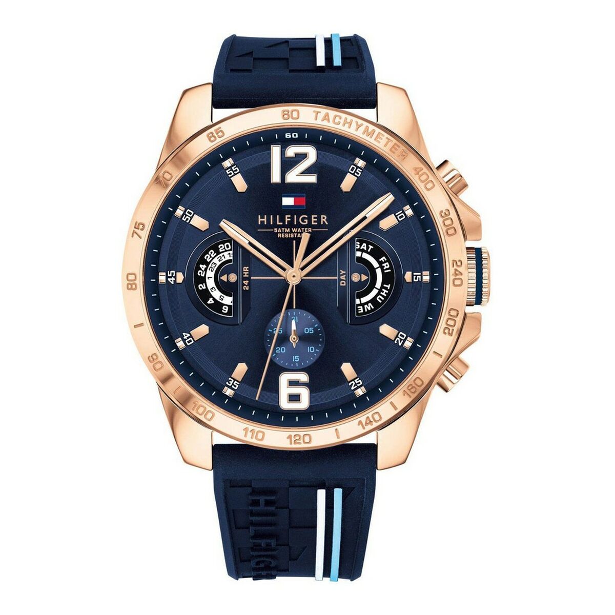 Tommy Hilfiger unisexklocka DECKER – Svart & blå (46 mm)
