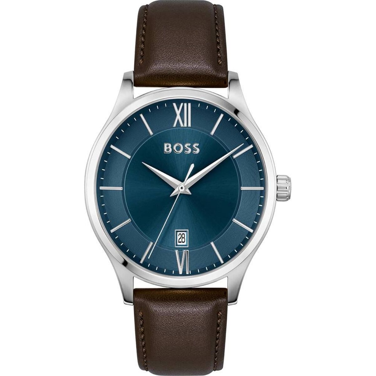 Hugo Boss herrklocka – Blå urtavla & läderarmband