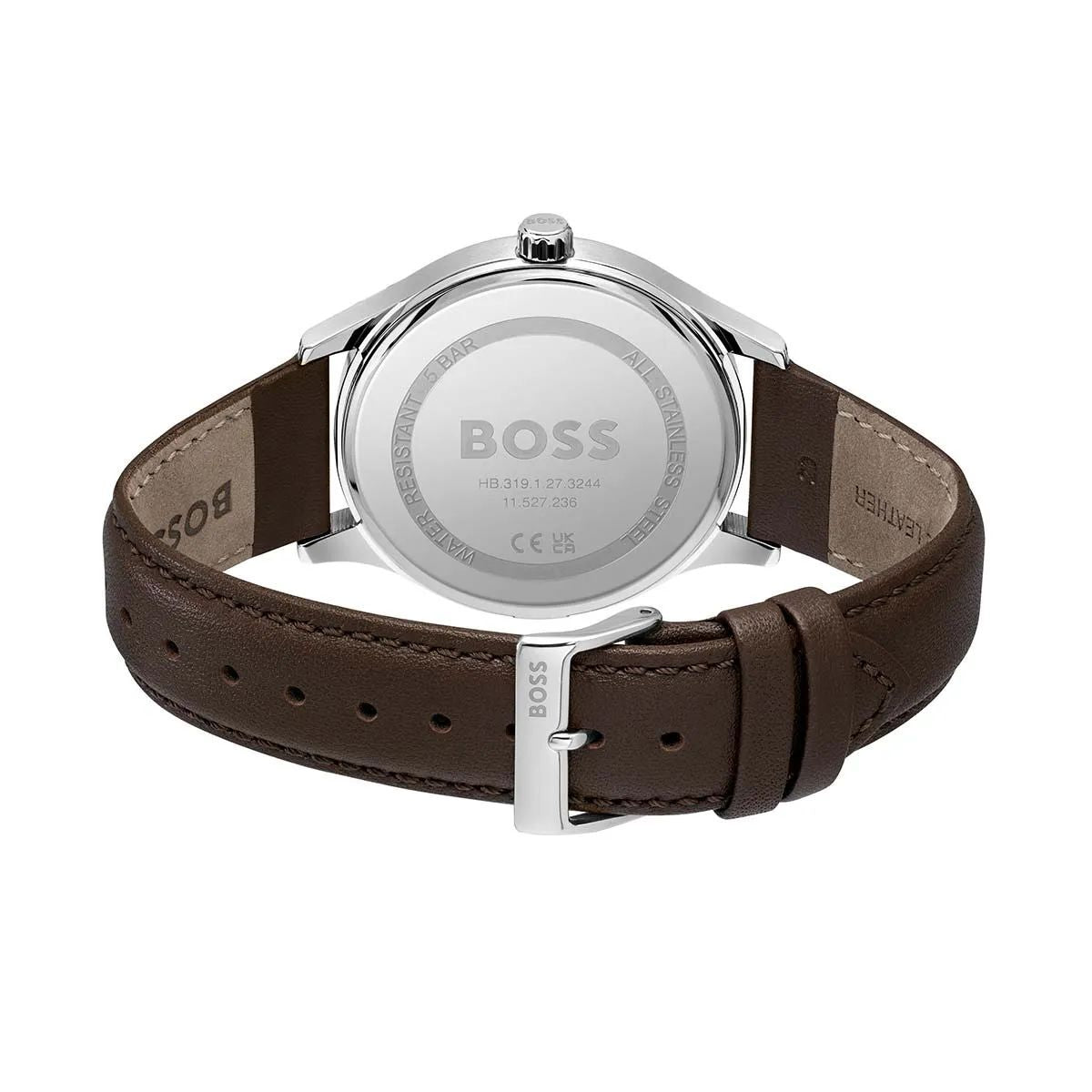 Hugo Boss herrklocka – Blå urtavla & läderarmband