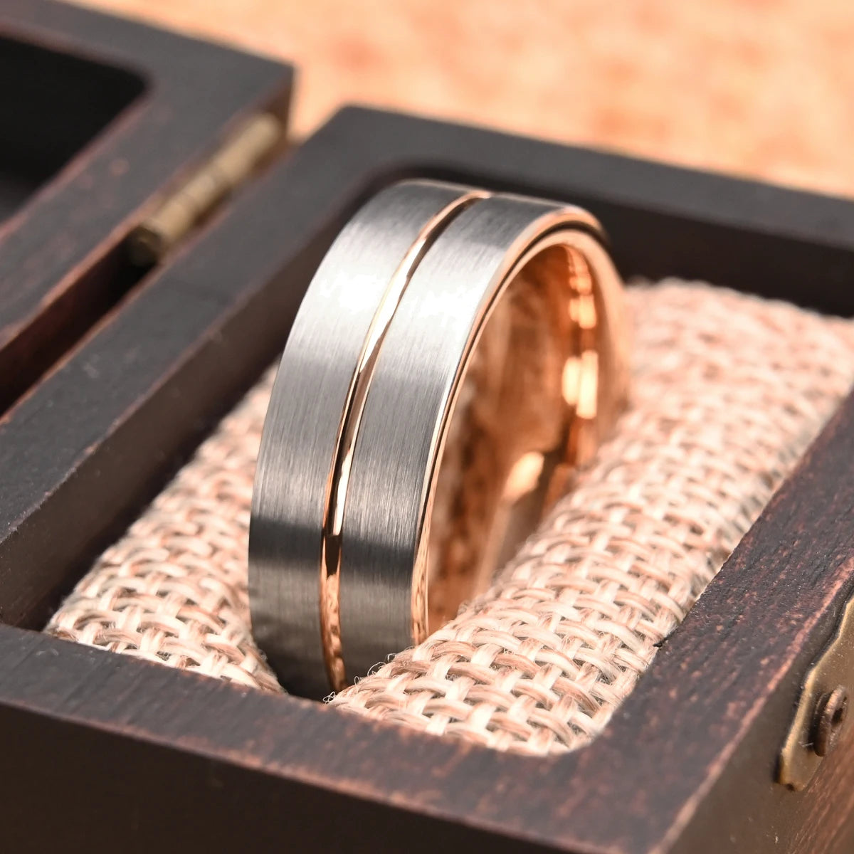 Herrring i tungsten 6–8 mm – roséguldpläterad