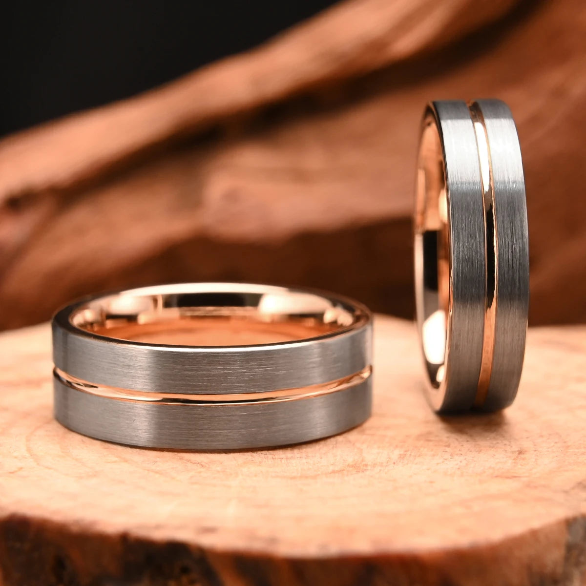 Herrring i tungsten 6–8 mm – roséguldpläterad