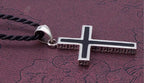 Kors halsband i 925 silver – svart herr halsband