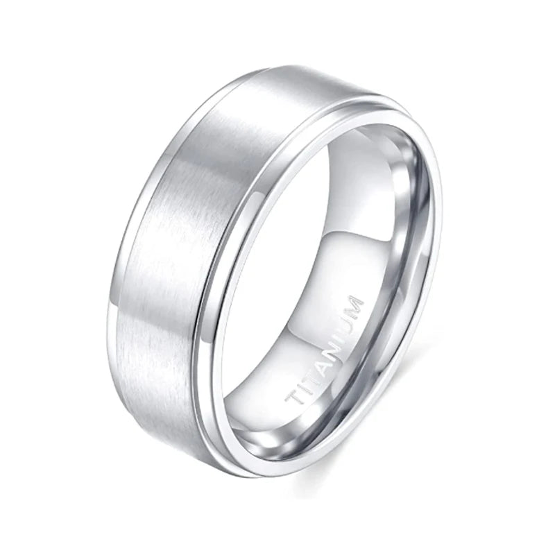Titanring Unisex – Borstad Svart/Vit Vigselring (4–10 mm)