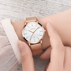 Damklocka OLEVS Quartz Roséguld Set