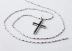 Kors halsband i 925 silver – svart herr halsband