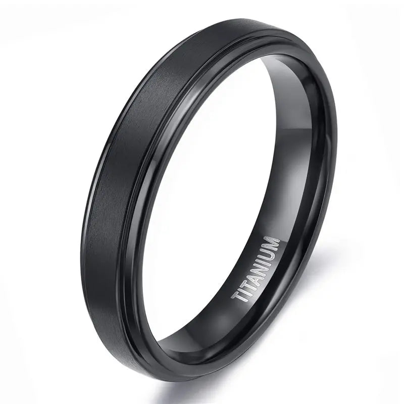 Titanring Unisex – Borstad Svart/Vit Vigselring (4–10 mm)