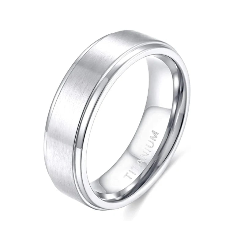 Titanring Unisex – Borstad Svart/Vit Vigselring (4–10 mm)