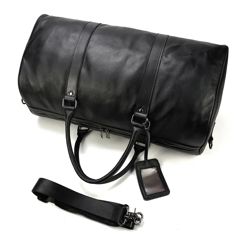 Weekendbag i äkta läder – resväska / duffelbag
