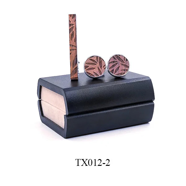 Manschettknappar & slipsnål set – vintage trädesign
