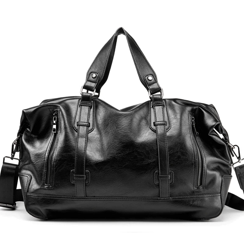 Herr weekendbag i PU-läder med stor kapacitet