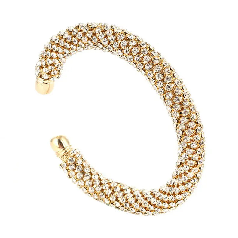 LOVBEAFAS öppet cuffarmband med kristaller – guld