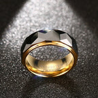 Meaeguet facetterad herrring i tungsten 8 mm – 18K guldpläterad
