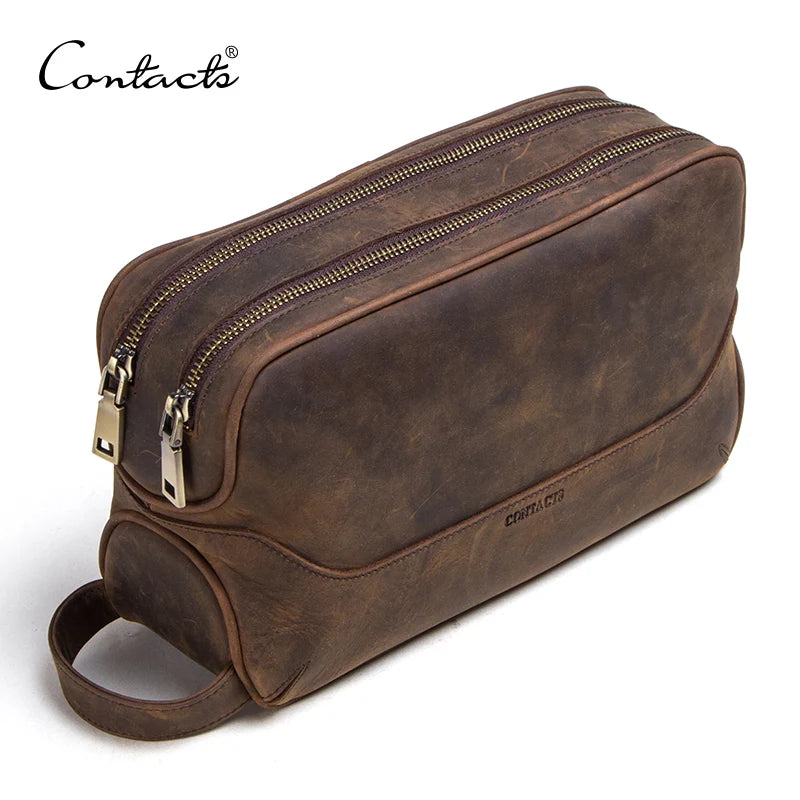 Necessär i äkta läder herr – kompakt vintage toiletry bag