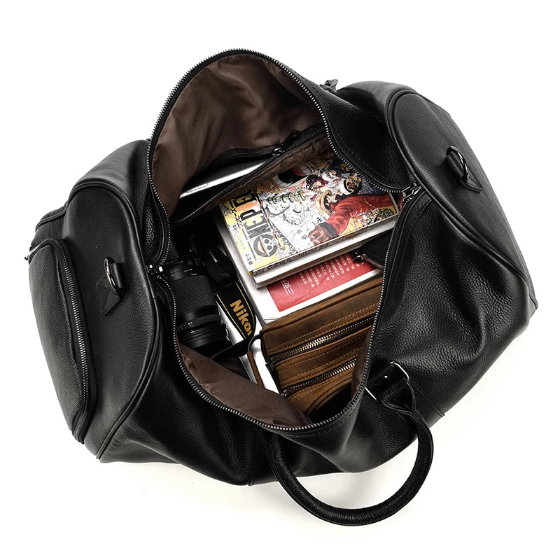 Weekendbag i äkta läder – resväska / duffelbag