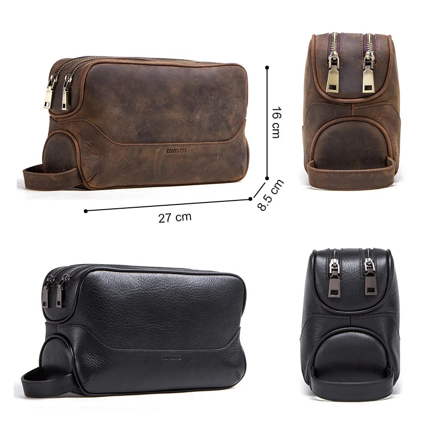 Necessär i äkta läder herr – kompakt vintage toiletry bag
