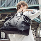 Herr weekendbag i PU-läder med stor kapacitet
