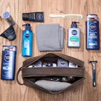 Necessär i äkta läder herr – kompakt vintage toiletry bag