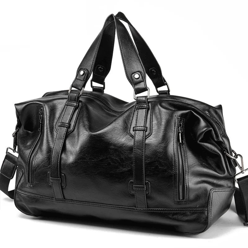 Herr weekendbag i PU-läder med stor kapacitet