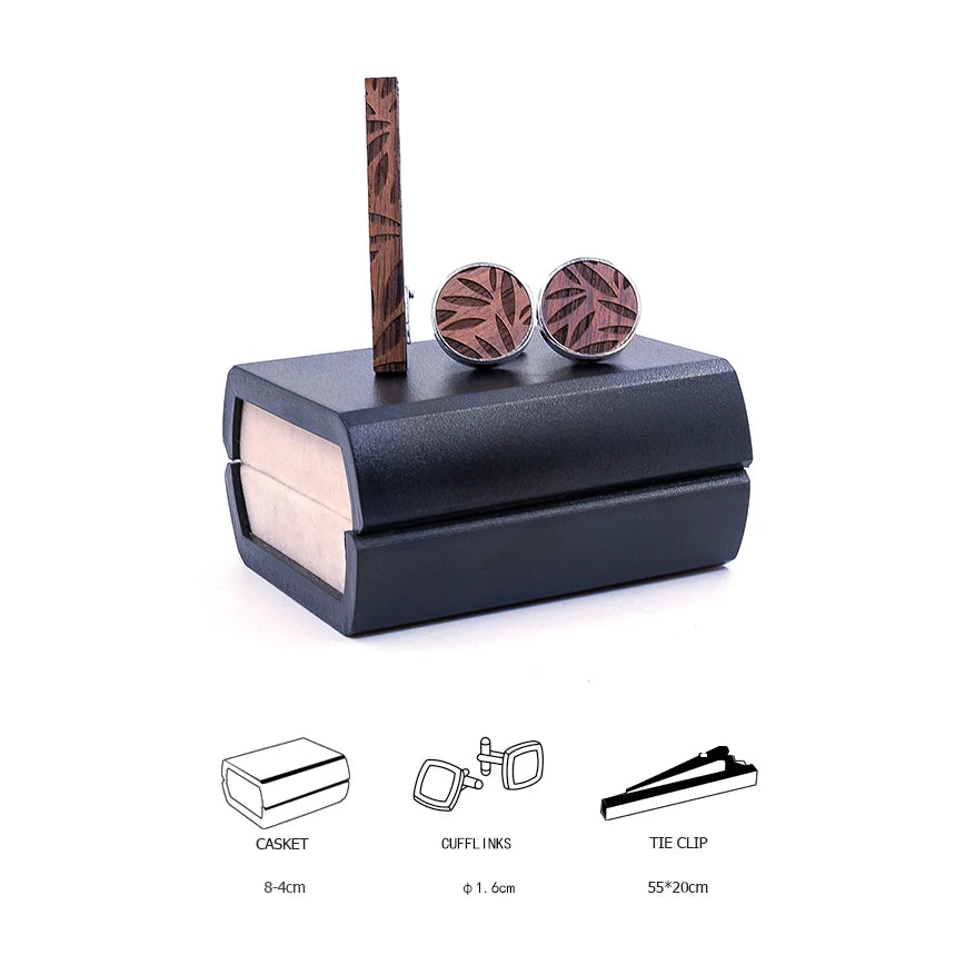 Manschettknappar & slipsnål set – vintage trädesign