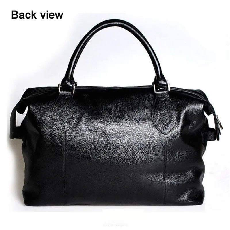 Weekendbag i äkta läder herr – stor duffelväska i cowhide