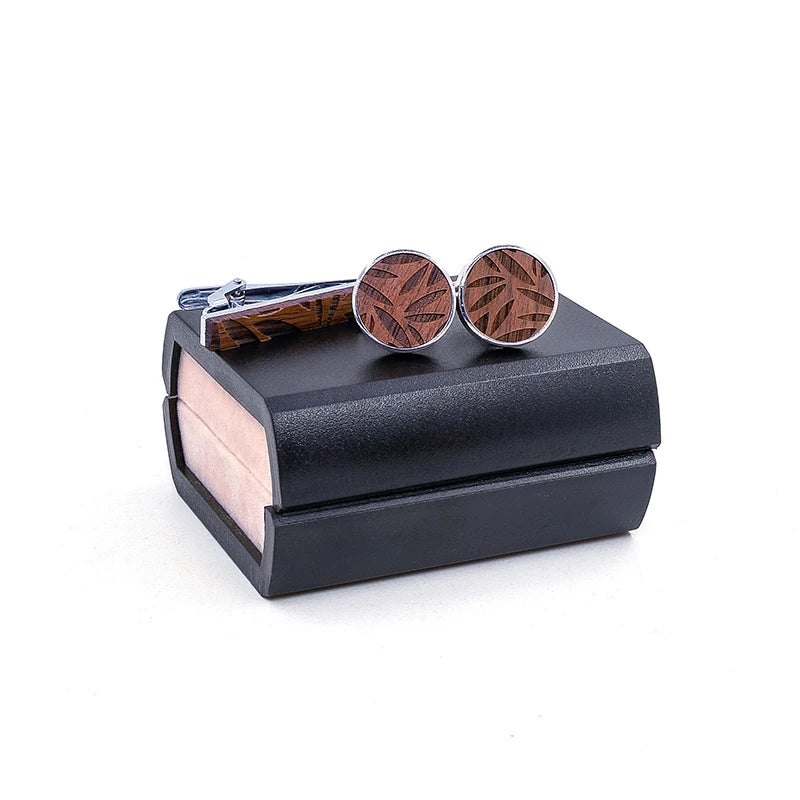 Manschettknappar & slipsnål set – vintage trädesign