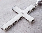 Kors halsband i 925 silver – svart herr halsband