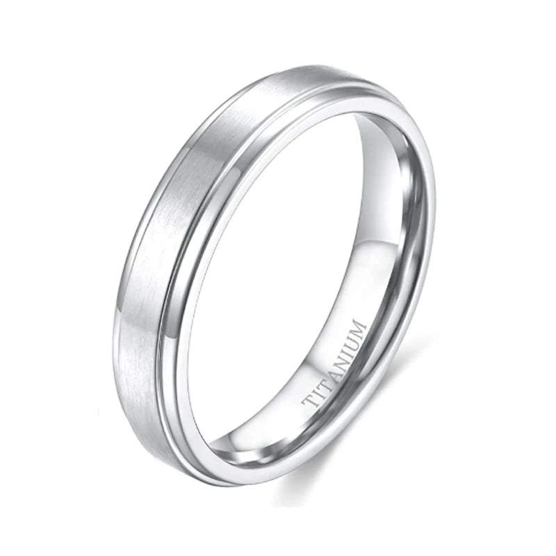 Titanring Unisex – Borstad Svart/Vit Vigselring (4–10 mm)