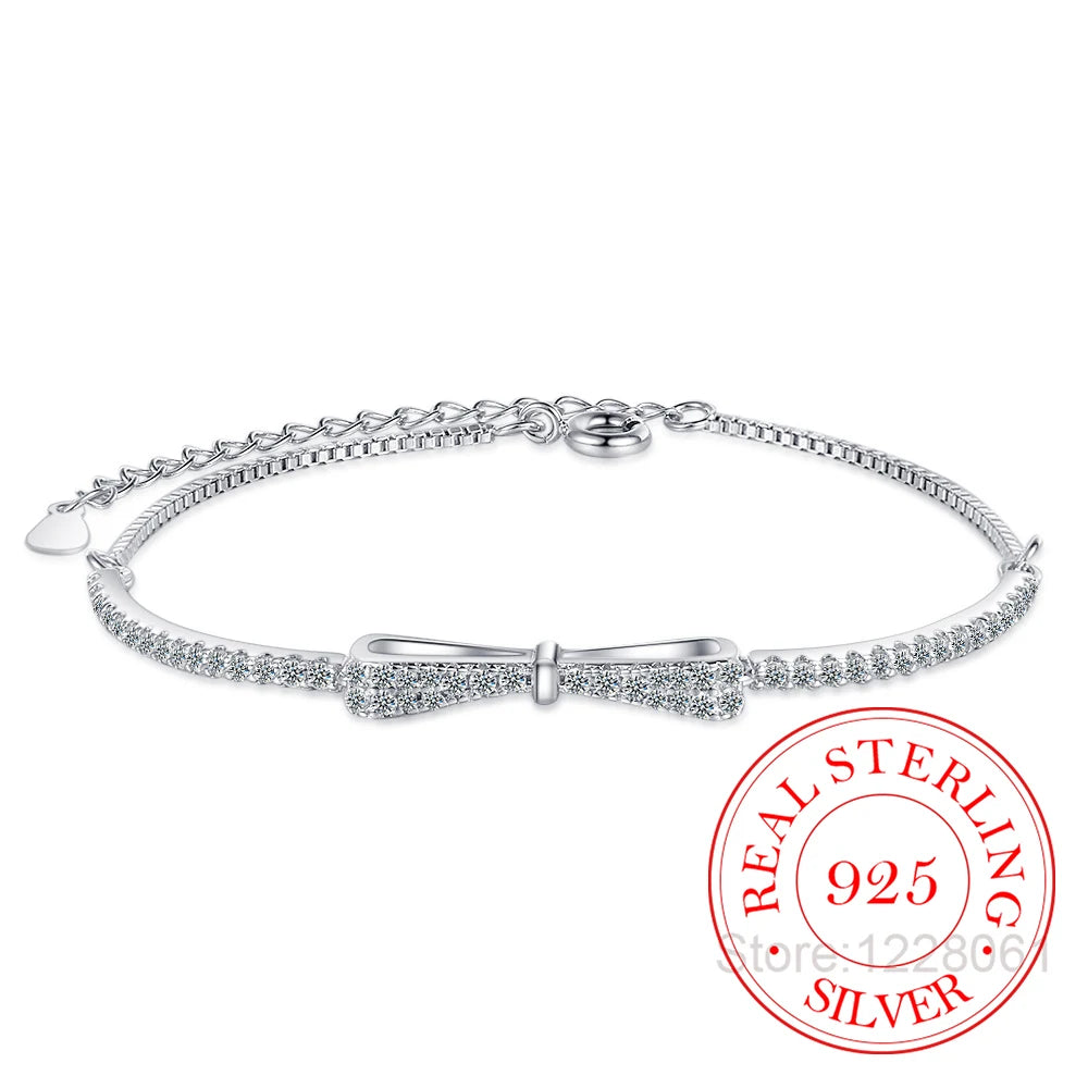 Armband i sterlingsilver med rosett & gnistrande zirkoner