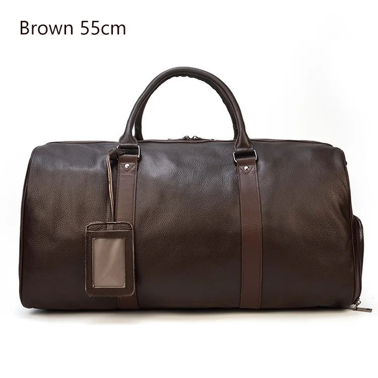 Weekendbag i äkta läder – resväska / duffelbag