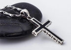 Kors halsband i 925 silver – svart herr halsband