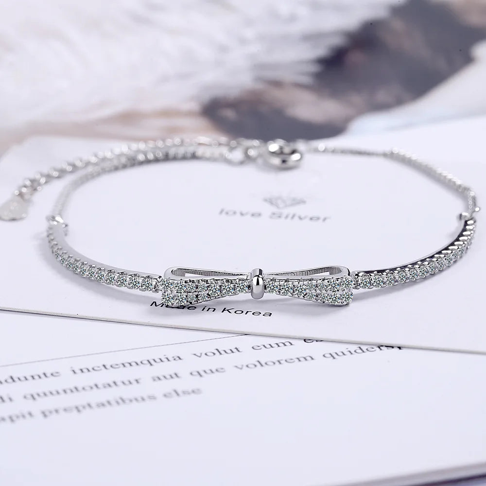 Armband i sterlingsilver med rosett & gnistrande zirkoner