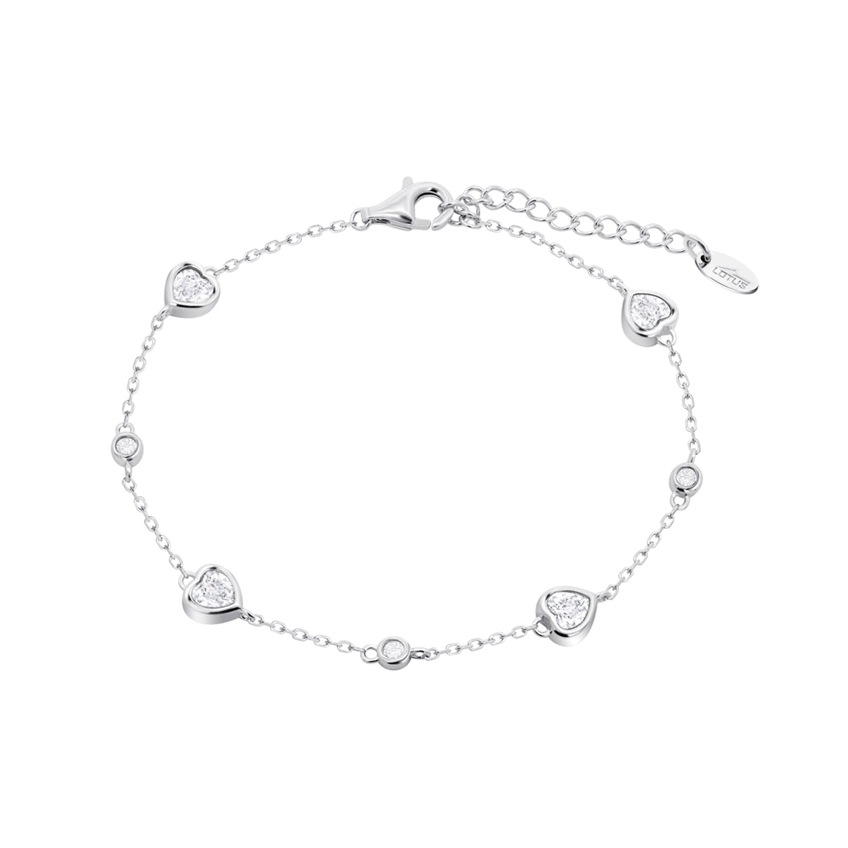 Lotus Silver damarmband i 925 silver – hjärtan & glittrande stenar