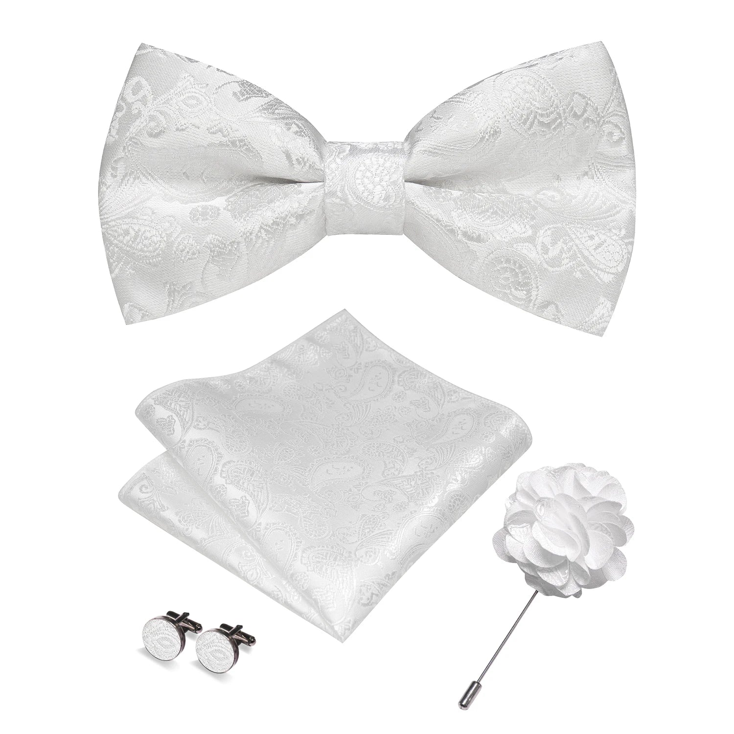 Flugset i siden – paisley med manschettknappar & brosch