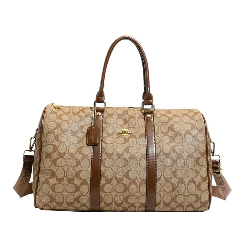 Weekendbag i PU med canvas-look – stor duffel för resa och gym