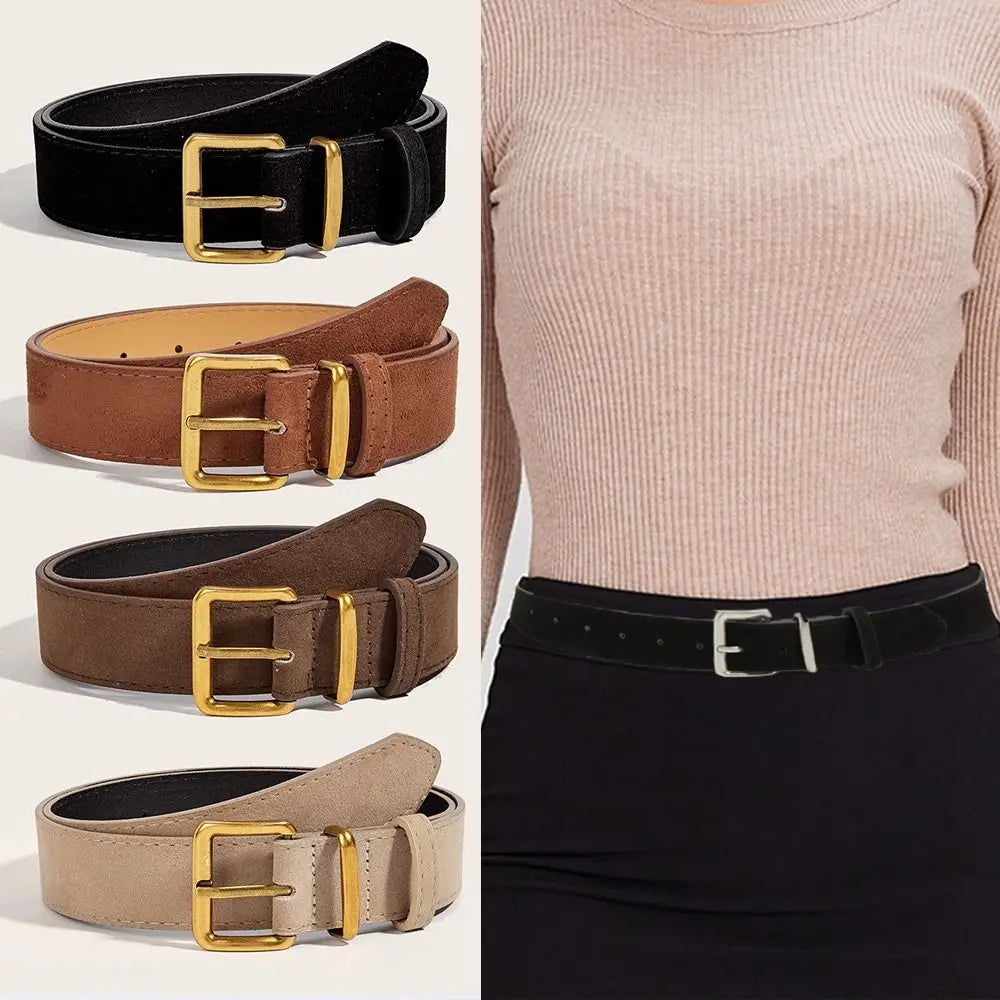 Dam­bälte i PU‑läder med metallspänne – Stilrent modebälte 3,3 cm