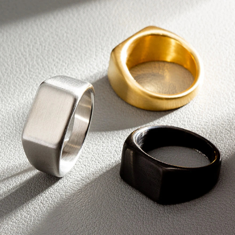 Minimalistisk Ring Herr – 316L Rostfritt Stål Rektangulär Design