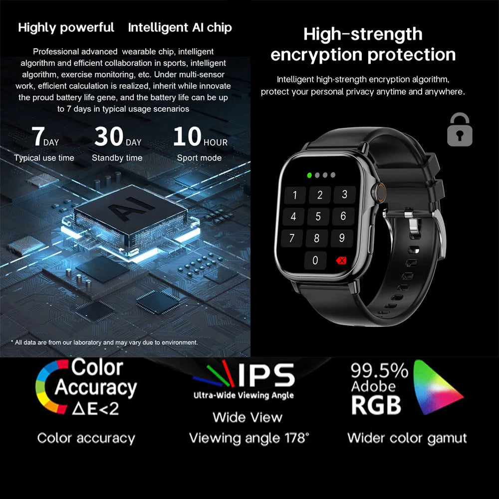 Smartwatch 2.01” HD – Bluetooth-samtal & stor skärm