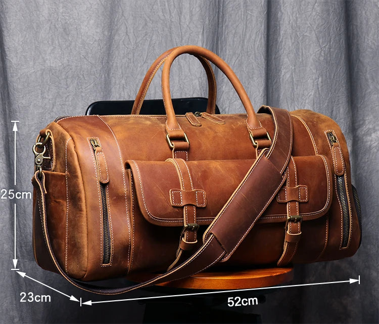 Weekendbag i äkta läder herr – vintage duffel