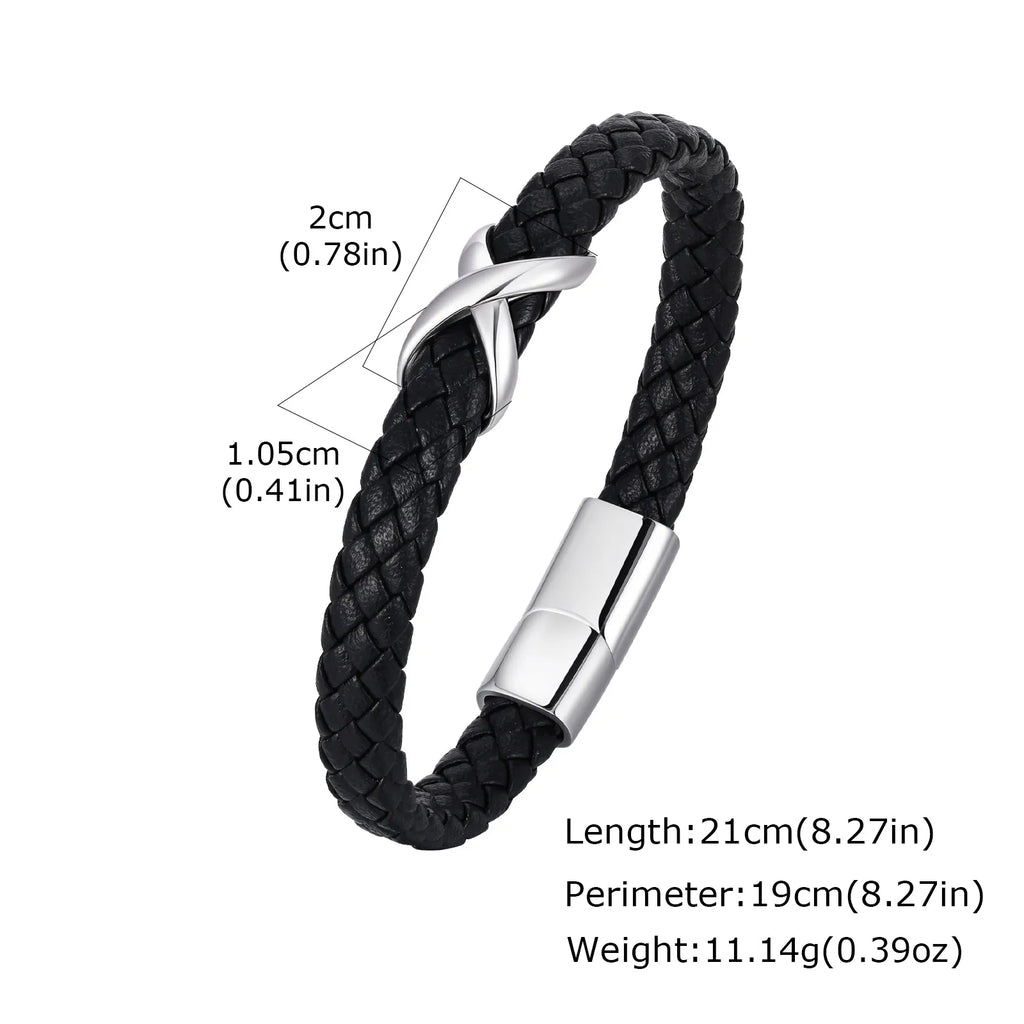 Infinity läderarmband herr – svart & rostfritt stål