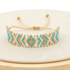 Handgjort pärlarmband unisex i bohemisk stil – justerbart armband med glaspärlor