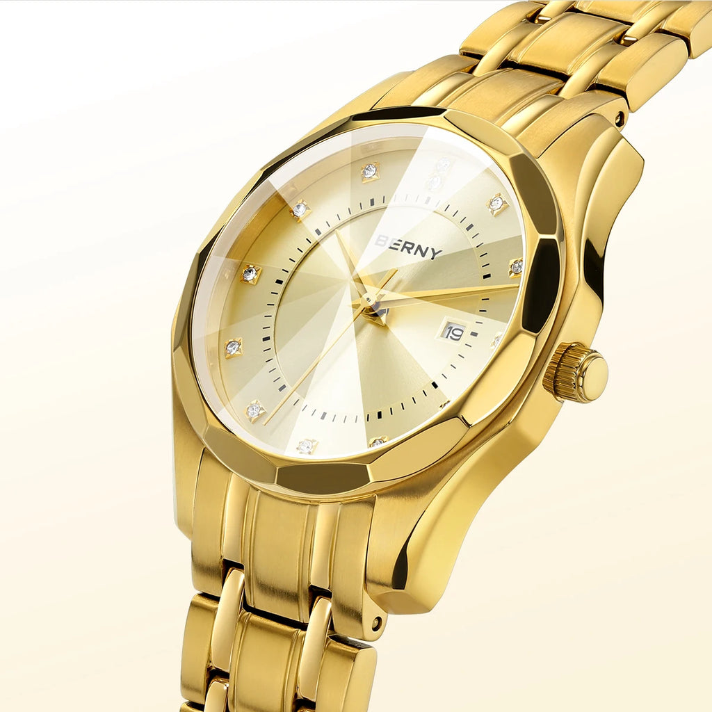 BERNY damklocka i guldton – Elegant automatisk klocka