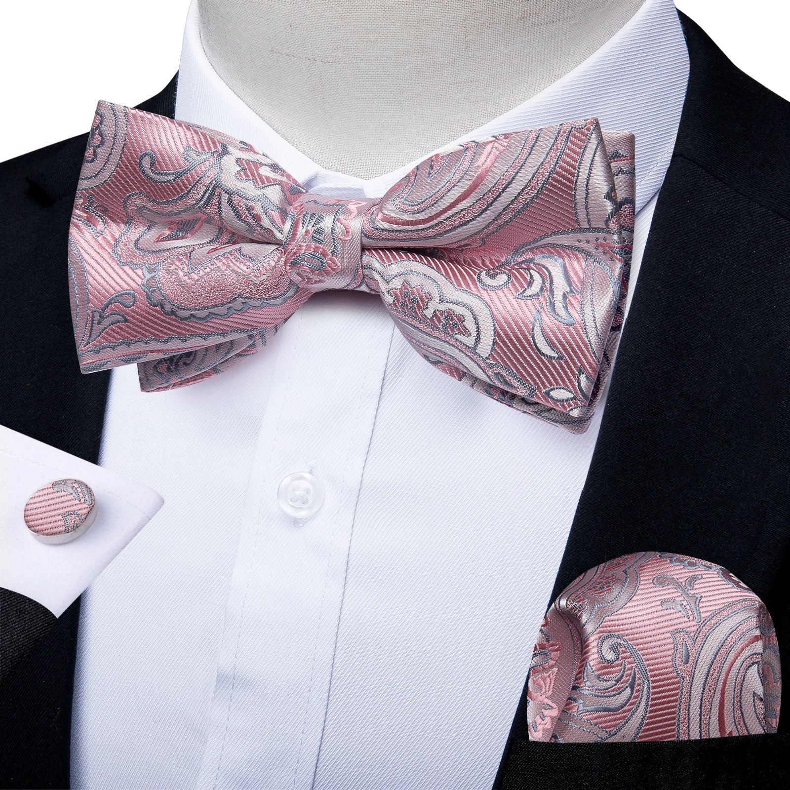 Flugset paisley herr – fluga, näsduk & manschettknappar