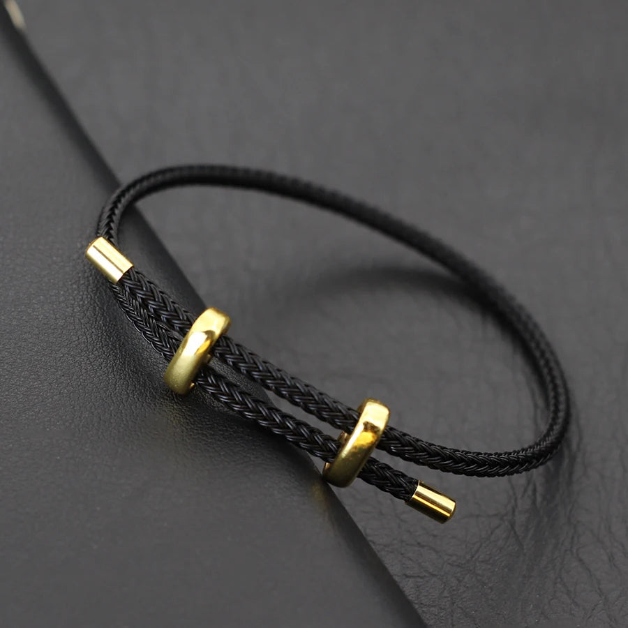 Adjustable Simple Stainless Steel Wire Charm Bracelet Unisex Sliding Knot Good Luck Red Rope Braslet Outdoor Cycling Accessories