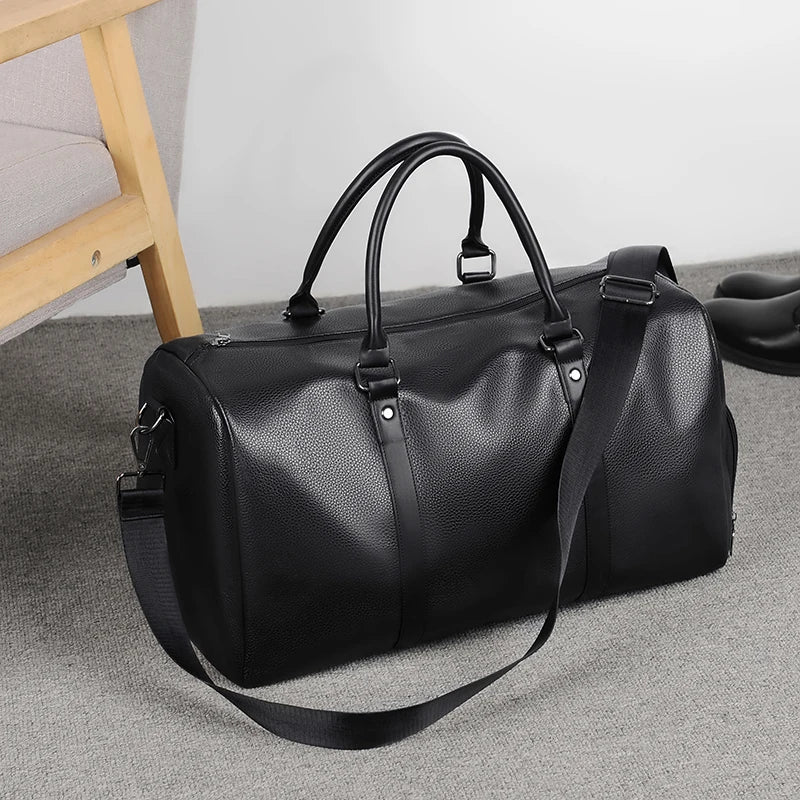 Unisex weekendbag i PU-läder med separat skofack