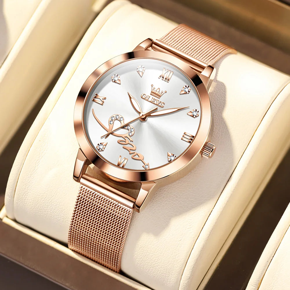 OLEVS 5530 Damklocka Roséguld – elegant kvartsklocka