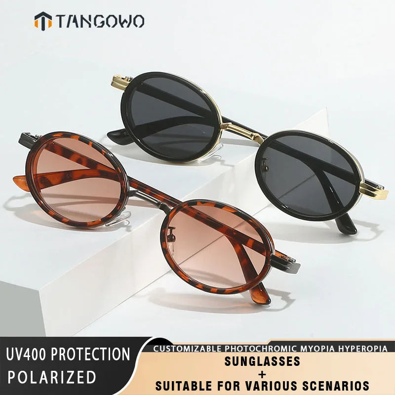 Y2K Ovala Solglasögon – steampunk-inspirerade UV400 unisex