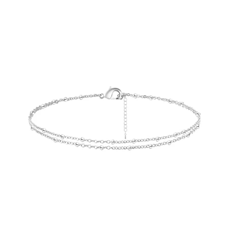 Fotlänk dam set guld/silver – multilayer pärlor